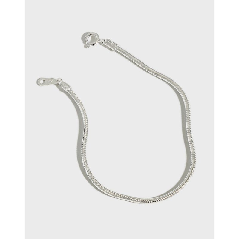 050 Korean Version Of S925 Sterling Silver Bracelet Personality Simple 2mm Round Snake Bone Chain Bracelet