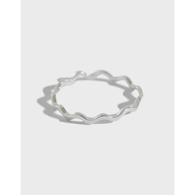 169 S925 Sterling Silber Ring Im Koreanischen Stil Ins Einfache Dünne Linie Kurve Welle All-match Hochglanz Ring Für Frauen Silber Ring