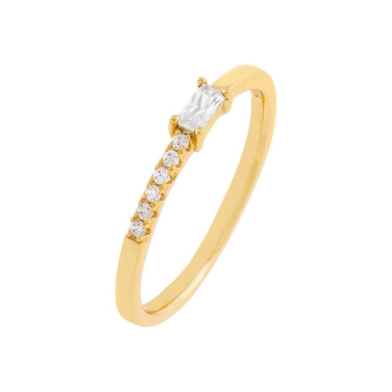 Explosion Style Rectangular Zircon Ring Simple Atmosphere Micro-inlaid Ring Copper Plated 18k Real Gold Cross-border Hot-selling Jewelry