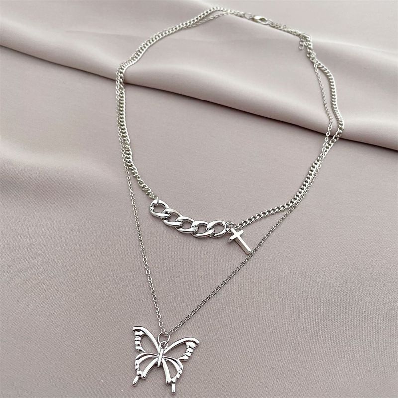 Tongfang Ornement Coréen Style Personnalisé Chaîne Gourmette Arc Collier Double-couche Chaîne De Mode Simple Clavicule Chaîne Pour Les Femmes