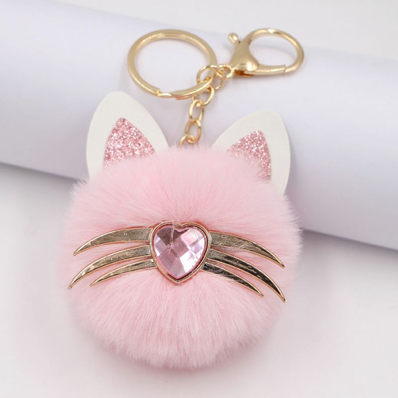 Cute Leopard Cat Beard Plush Cat Claw Bag Pendant Keychain Pendant