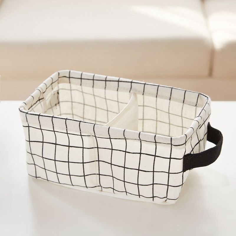 2 Grid Waterproof Cotton And Linen Underwear Socks Storage Box Sundries Basket Home Living Storage