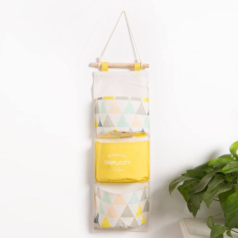 Geometric Series New Semicircle 3 Pocket Storage Hanging Bag Sundries Groceries Hanging Bag Kitchen Bedroom Storage