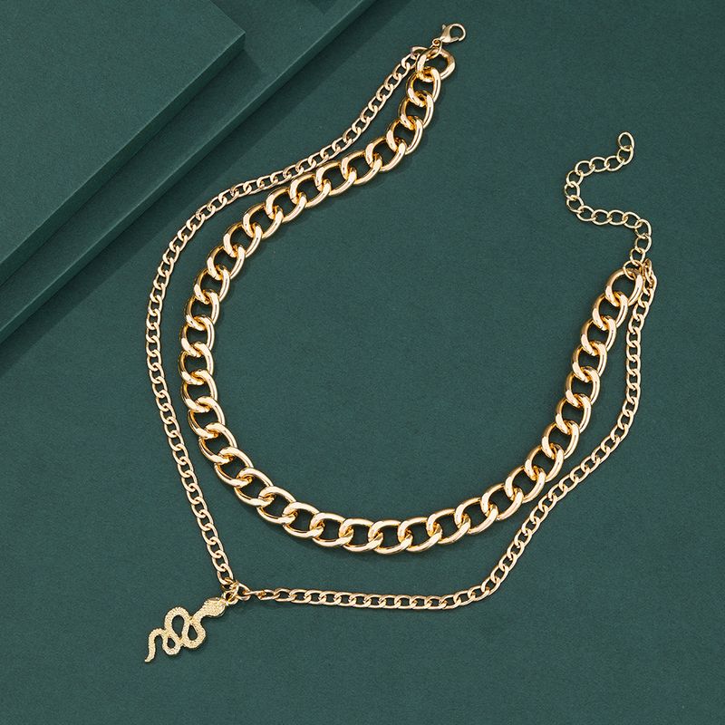 Collier En Forme De Serpent Rétro Mode Personnalité Simple Pendentif Serpent En Alliage Collier Multicouche Collier