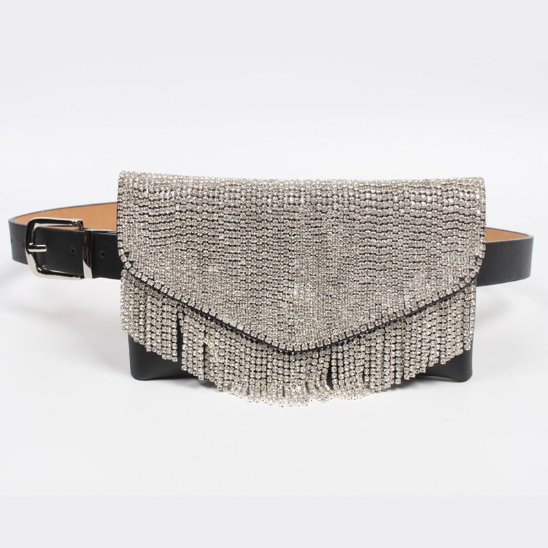 Mode Nouveau Style Élégant Dames Ceinture Strass Ceinture Type Gland Sac Téléphone Portable Portefeuille