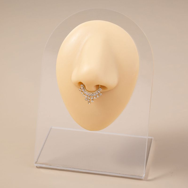 New Fashion Fringed Crystal Rhinestone Nose Ring Golden Flower Rhinestone Piercing Nose Ring