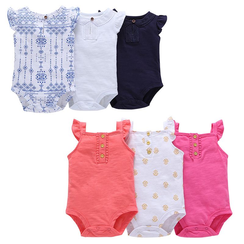 Summer New Romper Blue And White Porcelain Romper Three-piece Fashion Baby Jumpsuit Wholesale
