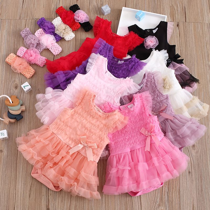 Girls Summer Dress 0-1 Year Old Birthday Net Yarn Baby Infant First Year Old Dress Fluffy Dress