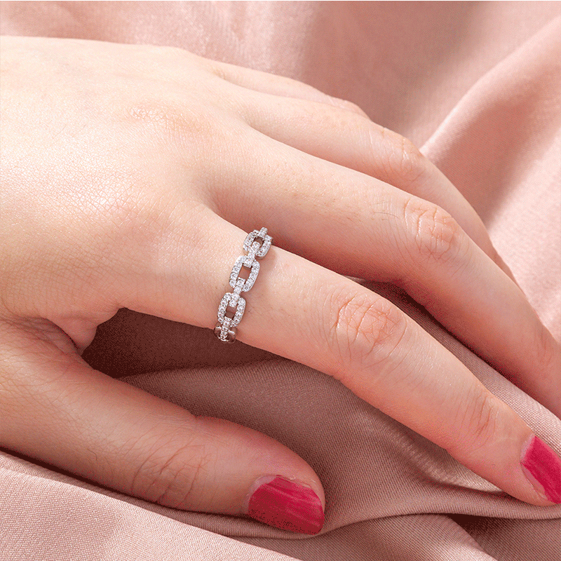 Simple Zircon Ring Female Fashion Personality Retro Chain Tide Temperament Index Finger Ring