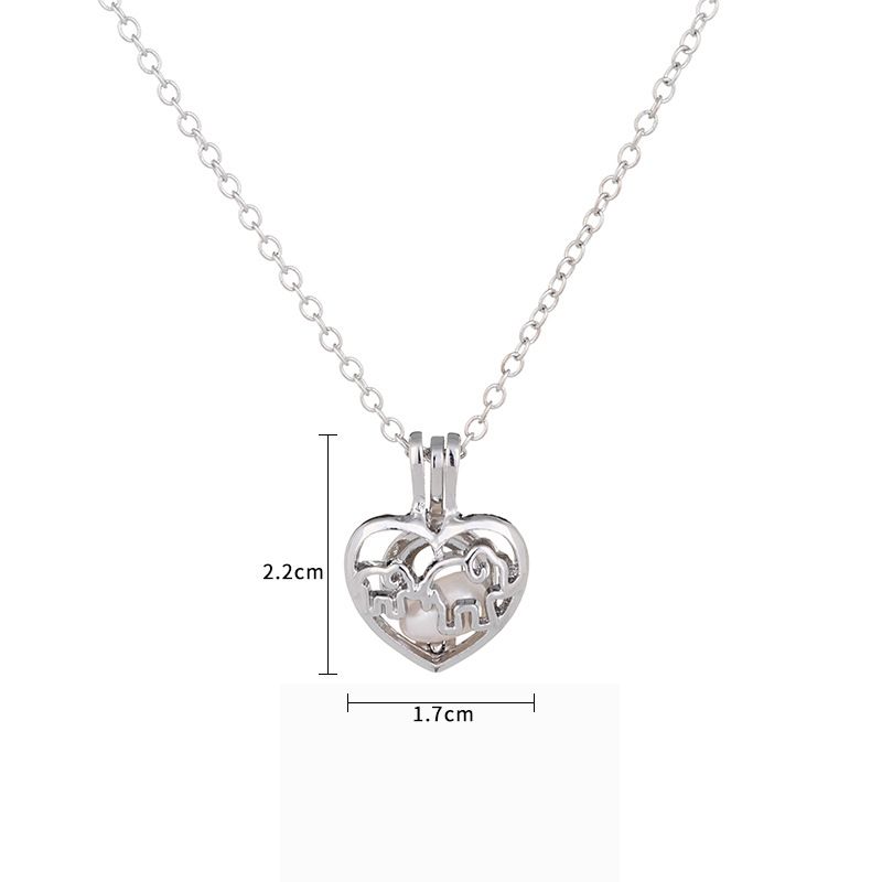 European And American Popular Personalized Mother And Child Concentric Necklace Pearl Heart Cage Diy Pendant Ornament