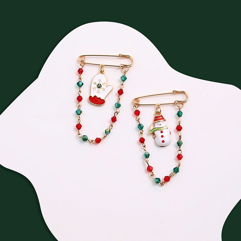 Christmas Alloy Pin Color Dripping Oil Santa Snowman Brooch Tassel Fashion Accessory Brooch