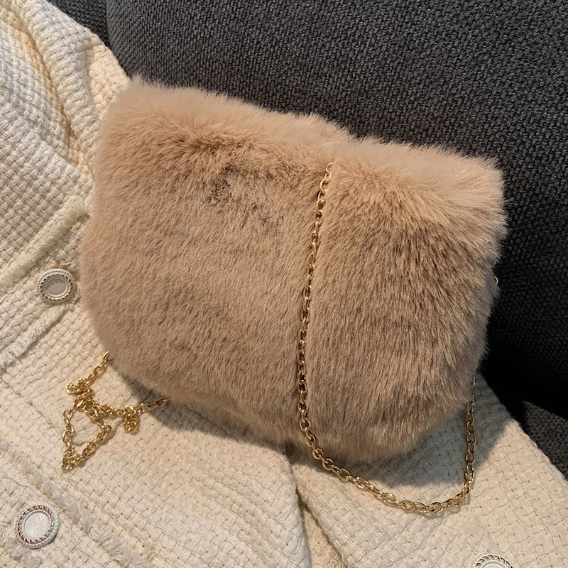 2021 New Autumn And Winter Furry Style Chain Bag Shoulder Messenger Bag Small Square Bag