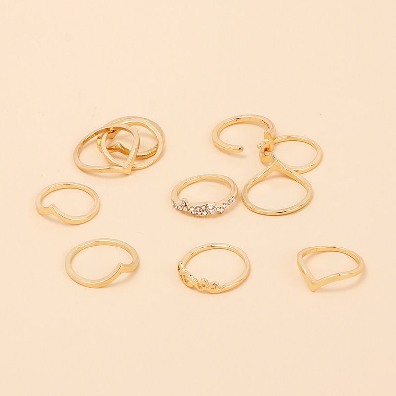 Ins Cool Style Geometric Fashion Personalized Ring Combination Suit Female Fashion Niche Design Index Finger Knuckle Ring