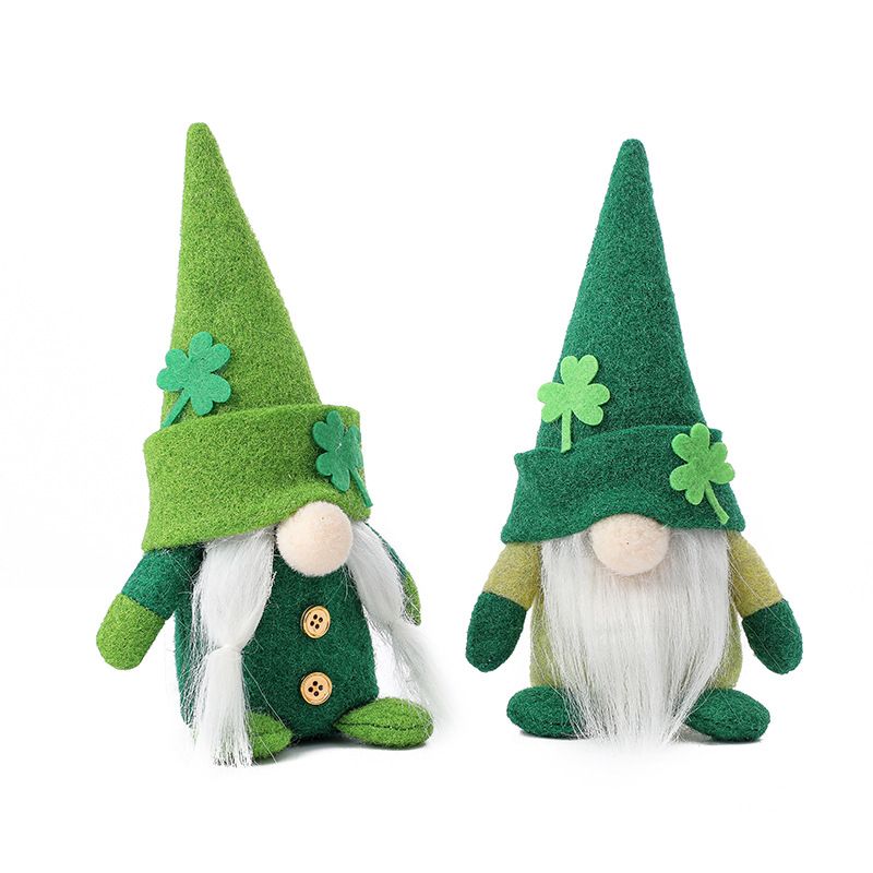 New Rudolph Doll Irish Trick Festival Green Hat Doll Faceless Old Man Green Leaf Holiday Decorations
