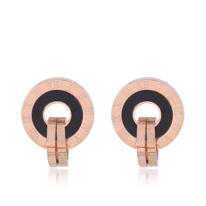 Mode Coréenne Douce Chiffres Romains Simple Cercle Personnalité Femme Boucles D'oreilles