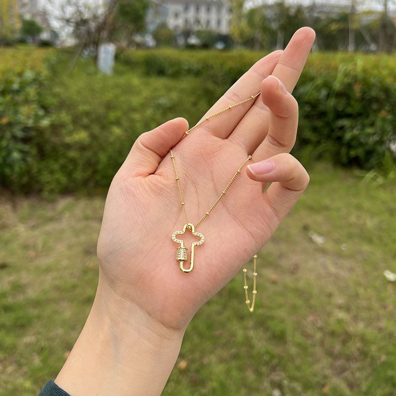 Ins European And American Foreign Trade New Cross Zircon Necklace Female  Cross-border Spot Simple Copper-plated Gold Pendant