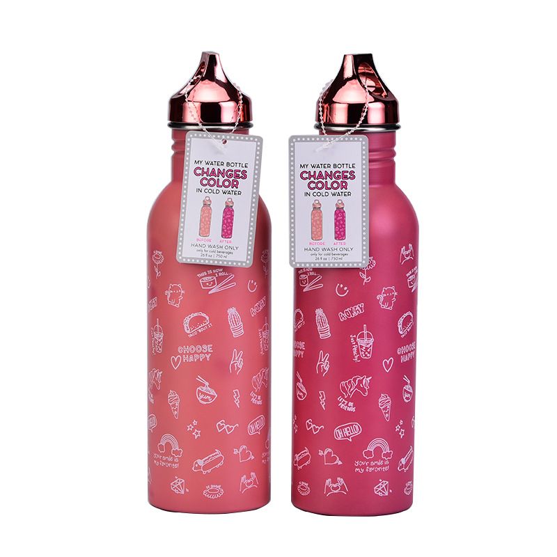 2021 New Single-layer Stainless Steel Sports Water Bottle Thermochromic Water Cup