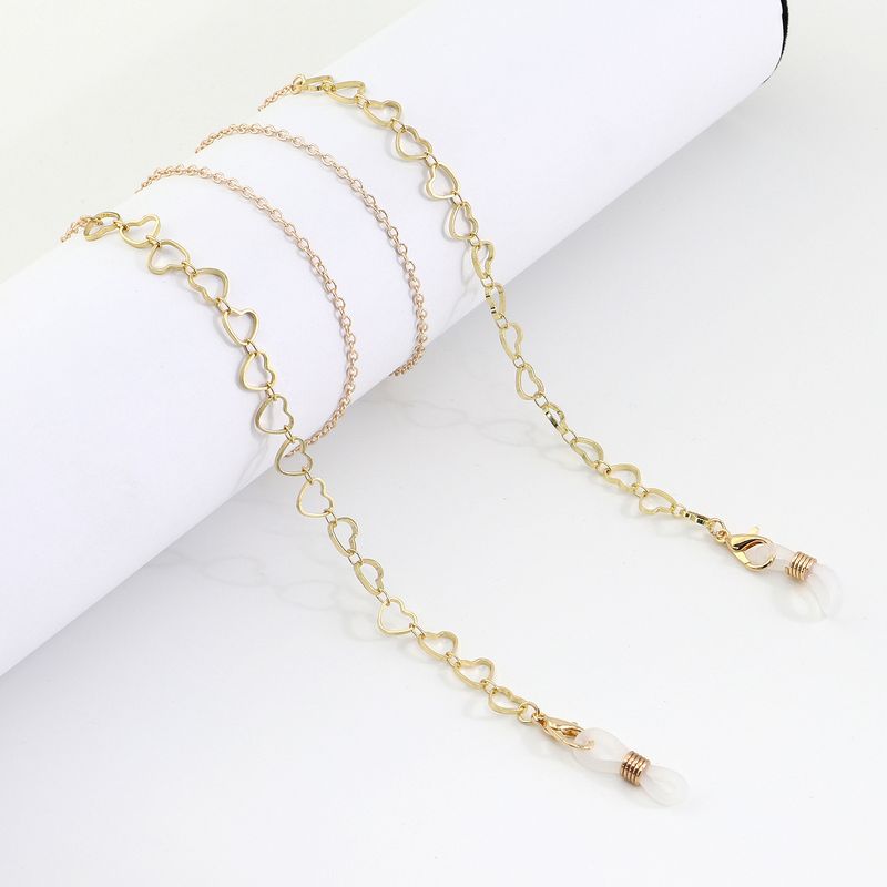 Hot Fashion Simple Gold Hollow Copper Peach Heart Glasses Chain Glasses Chain
