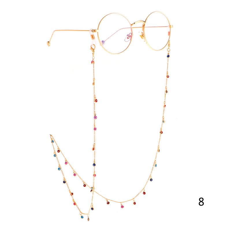 Cross-border Hot Fashion Simple Eye Flower Handmade Chain Glasses Cord Anti-lost Metal Glasses Chain