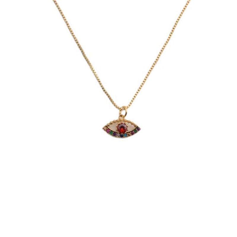 Copper Gold-plated Zircon Jewelry European And American Cross-border Retro Turkish Eye Necklace Female  Accessories