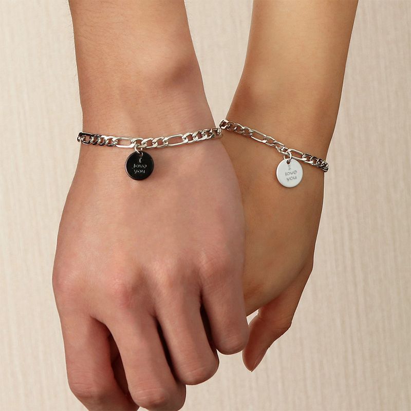 Nouveau Bracelet Simple D&#39;étudiant De Bracelet De Couple De Lettre De Disque