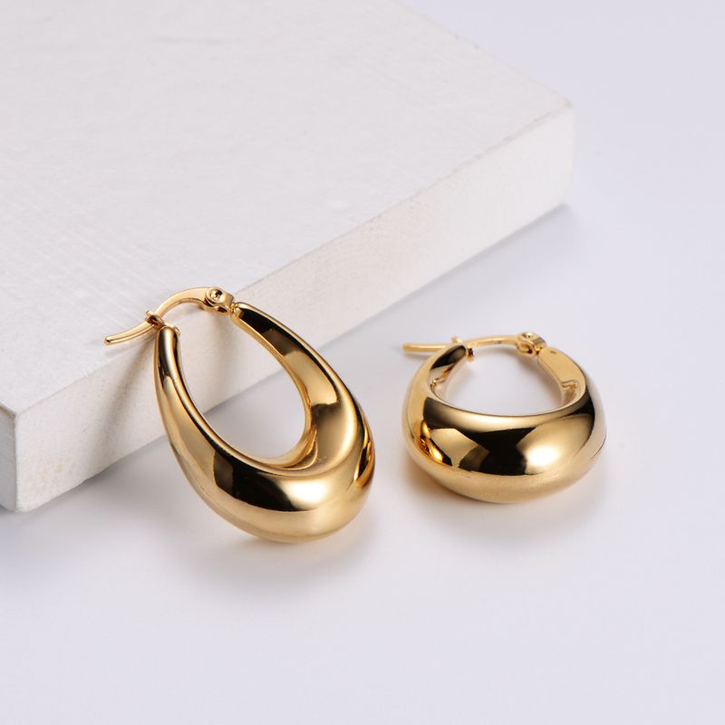 1 Pair French Style Water Droplets Plating Stainless Steel 18K Gold Plated Earrings