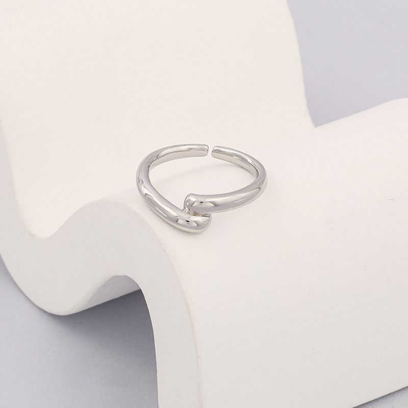 Korean S925 Silver Retro Simple Cross Interwoven Fashion Open Ring