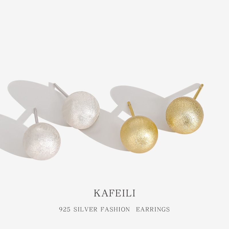 Boucles D&#39;oreilles Coréennes En Argent S925 Design Sens Simples Boucles D&#39;oreilles Petites Perles Rondes Plaquées Or