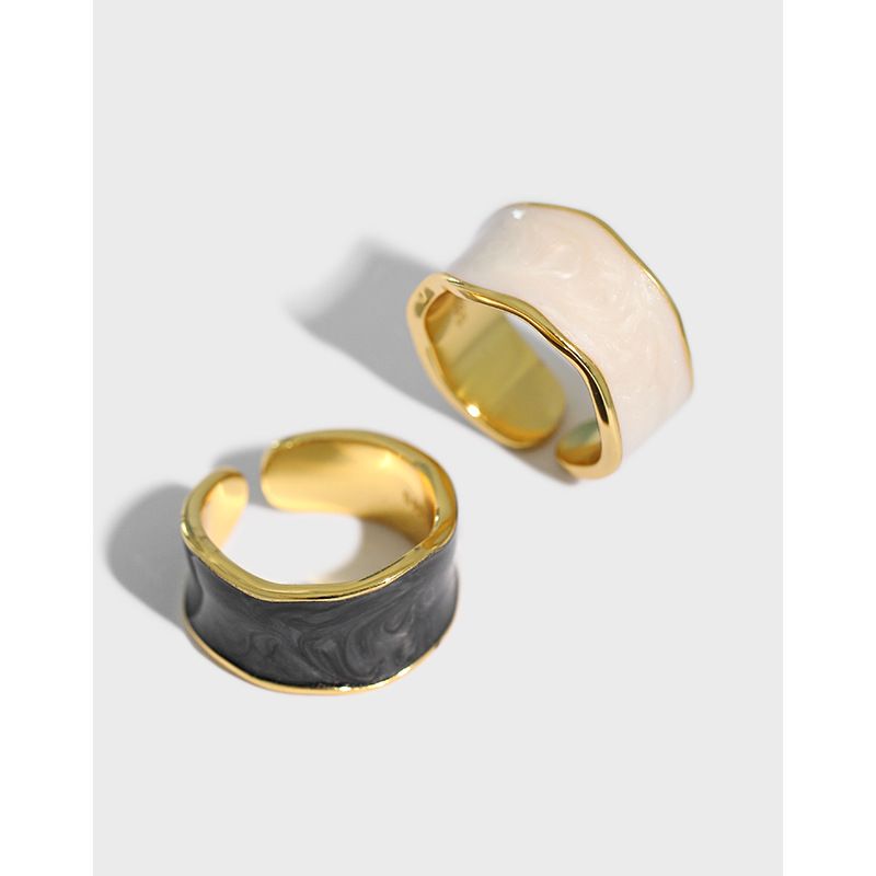 Korean Niche Design Light Luxury Epoxy S925 Sterling Silver Ring Female Wholesale