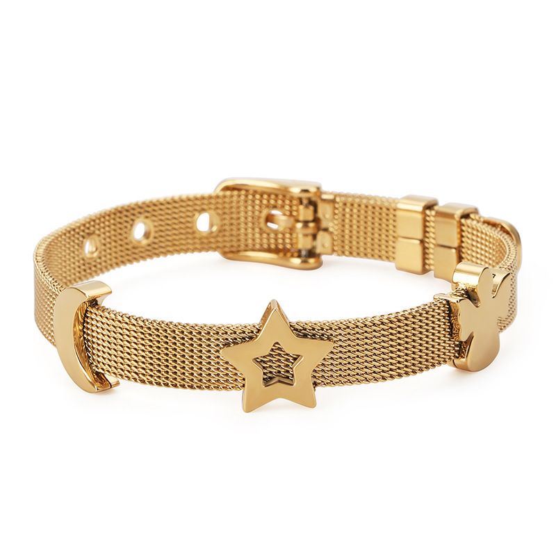 Moda Estrella Acero Titanio Chapados en oro de 18k Esposas Al Mayoreo