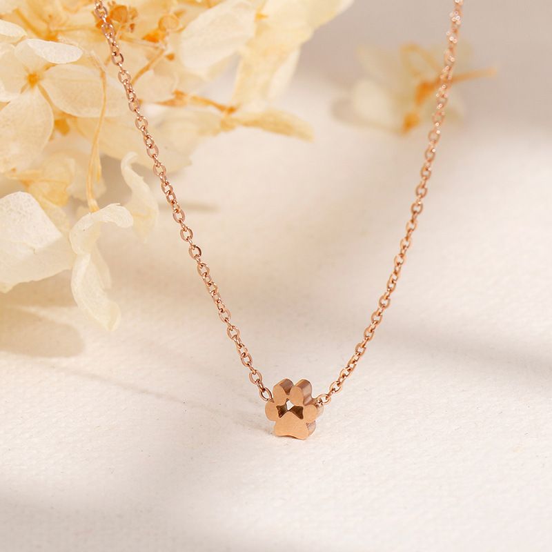 Titanium Steel 18K Gold Plated Simple Style Korean Style Plating Animal Paw Print Bracelets Earrings Necklace