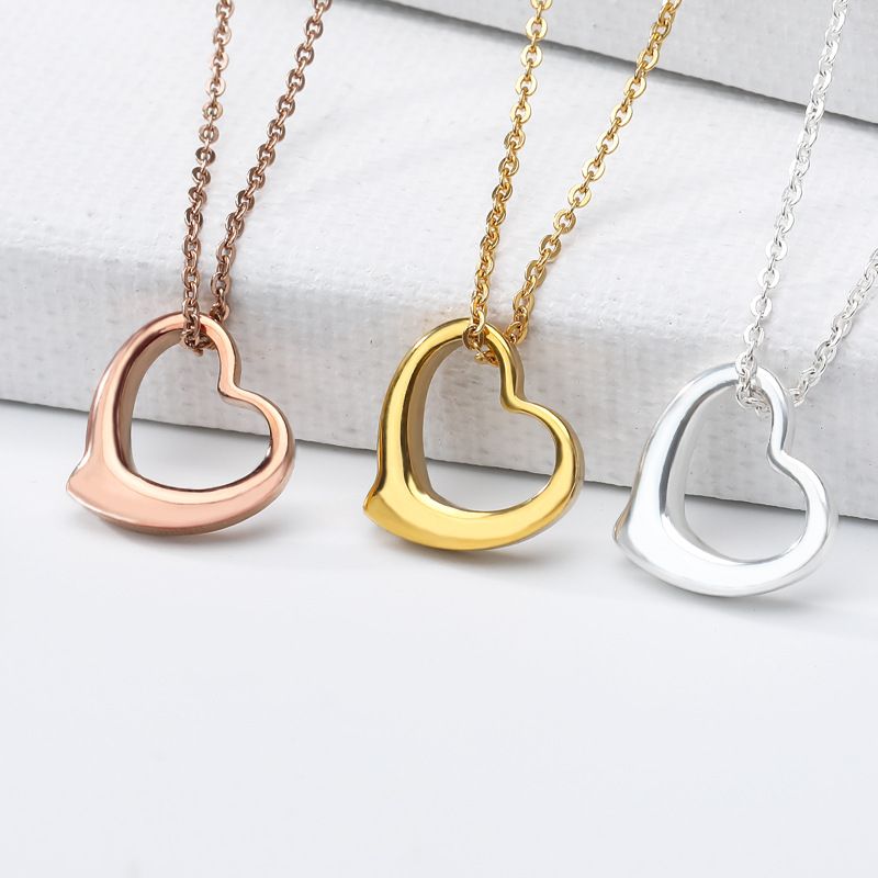 European And American Heart Pendant Necklace Stainless Steel