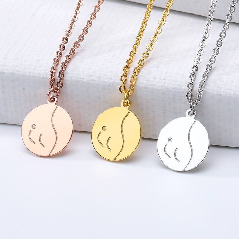 European And American Personality Round Pendant Gold-plated 18k Clavicle Necklace