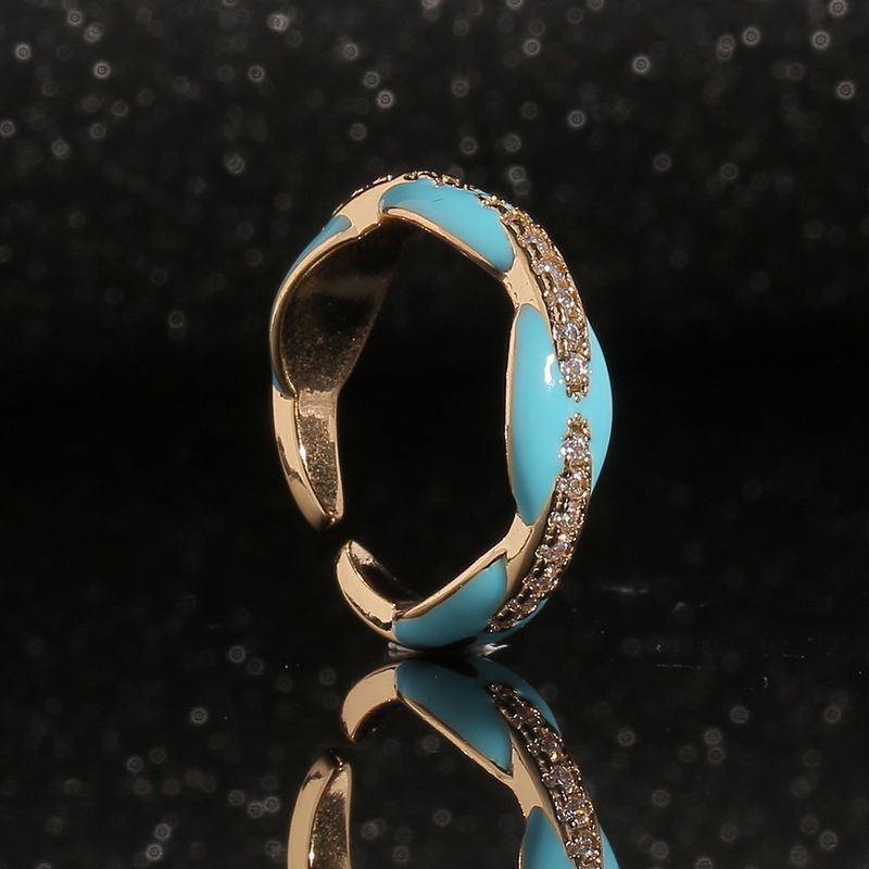 Jewelry Dripping Oil Geometric Inlaid Zircon Wild Finger Ring Cross-border Supply