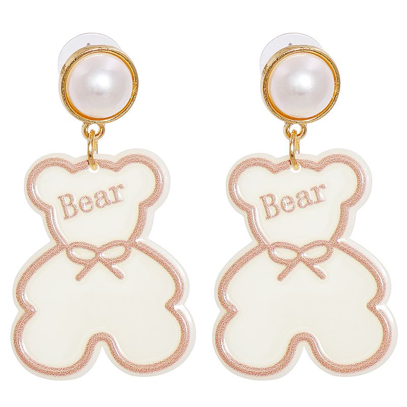 Cute Cartoon Little White Bear Female Earrings Acrylic Earrings Ear Jewelry