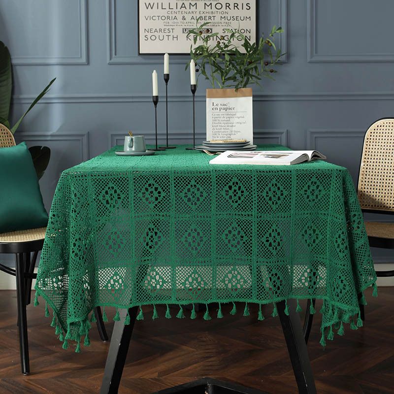 Cloth Dad Spot Hollow Handmade Crochet Tassel Crochet Western-style Dining Table Extra-long Extra Wide Conference Tablecloth Finished Tablecloth
