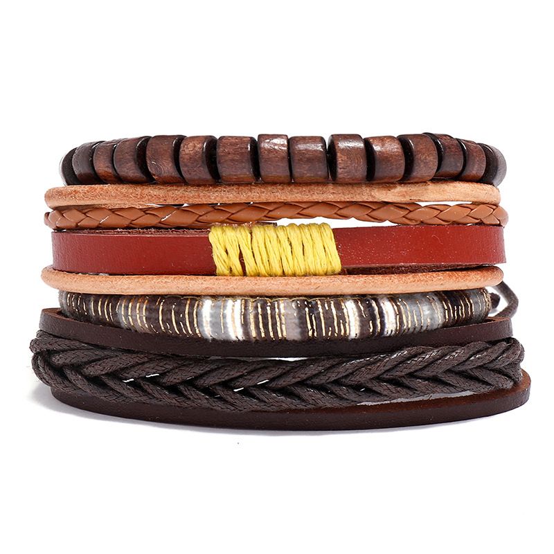 Personalized Fashion Retro Braided Leather Bracelet Diy4 Piece Set Combination