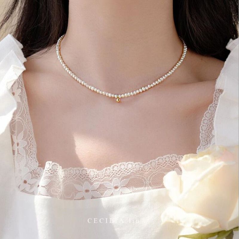 Vintage-stil Wassertropfen Herzform Künstliche Perle Legierung Frau Halskette