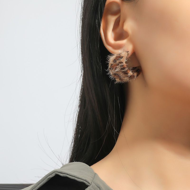 C Shape Plating Metal Artificial Gemstones Earrings