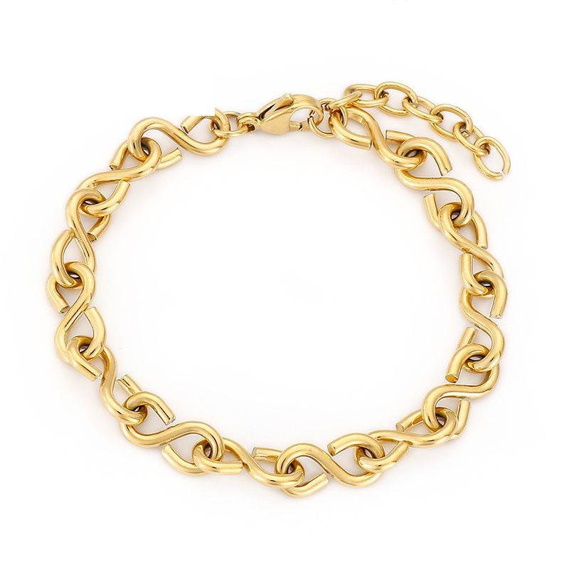 Fashion Number Titanium Steel 18K Gold Plated Bracelets In Bulk