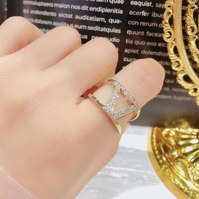 18kgp Retro Open Ring Trend Fashion Letter Ring Women Wholesale