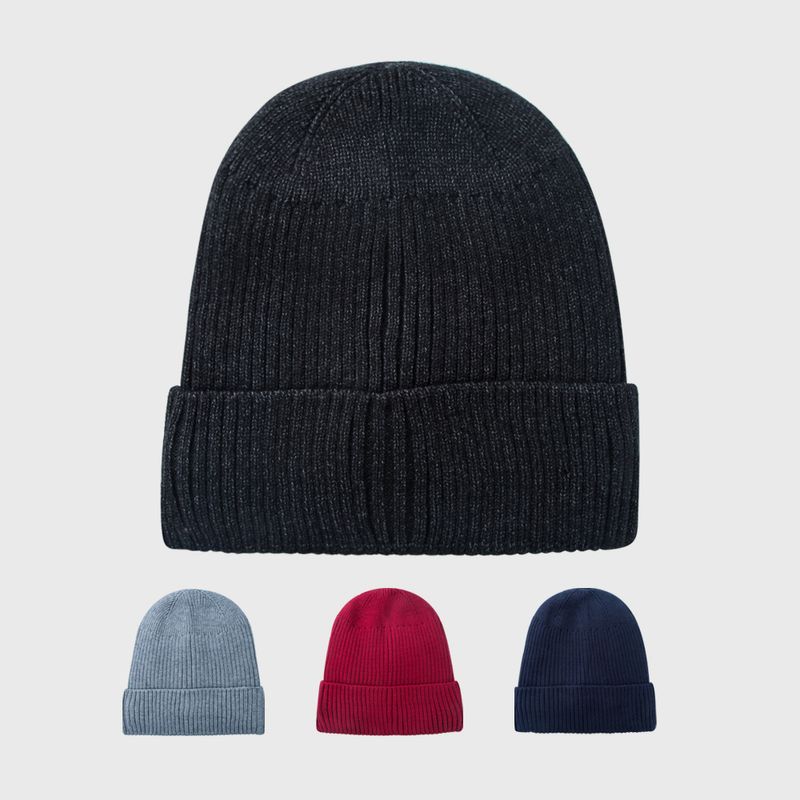 Autumn And Winter Warm Hat Personality Knitted Hat Hip-hop Fashion Cuffed Solid Color Hat