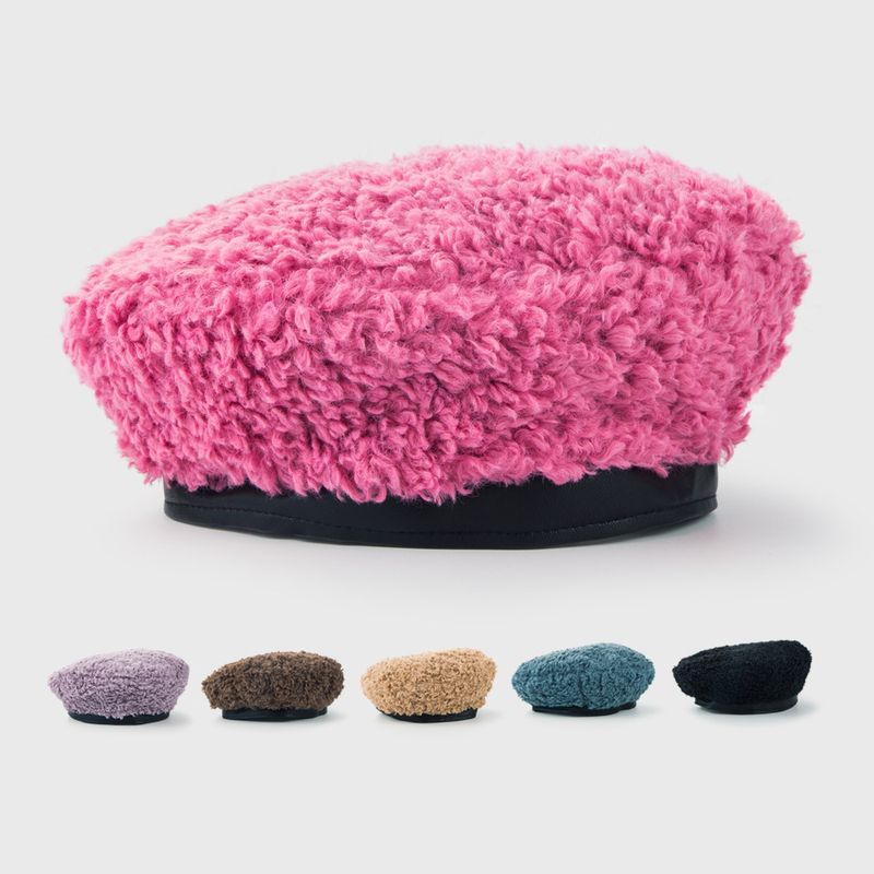Sombrero De Lana De Cordero Tie-dye Otoño E Invierno Cálido Color Puro Boina Sombrero De Calabaza De Moda Coreana
