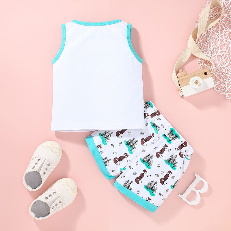 Baby Clothes Summer Vest Top Suit Children's Fashion Clothing 2021 Cartoon Shorts Two-piece Set