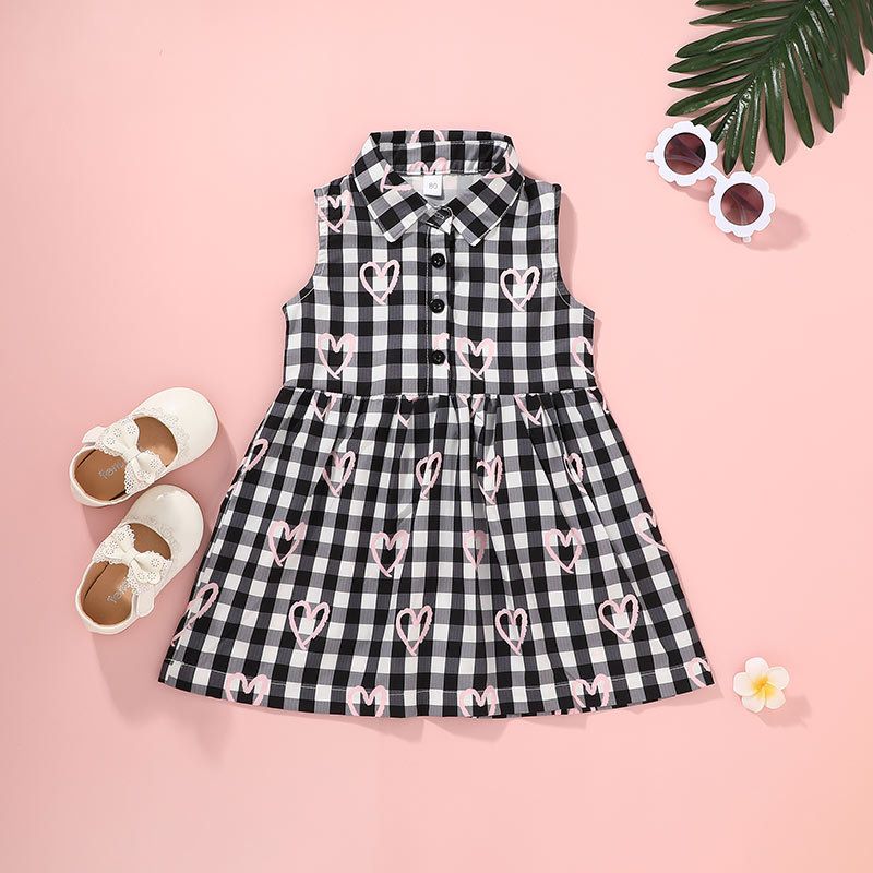 Vestido De Chaleco Europeo Y Americano Vestido A Cuadros Informal Falda De Verano Para Niños