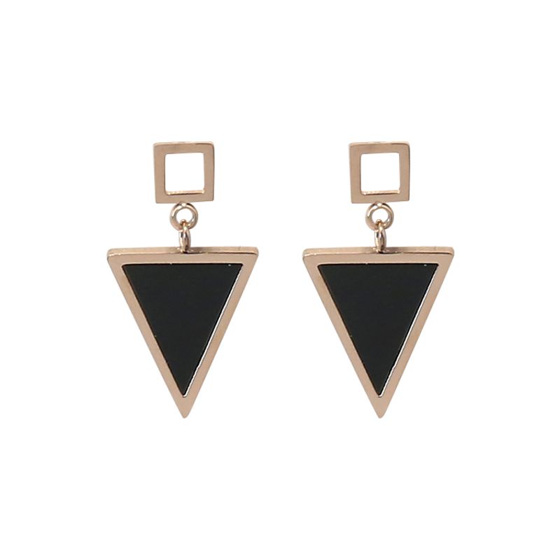 Simple Titanium Steel Triangle Earrings Wholesale