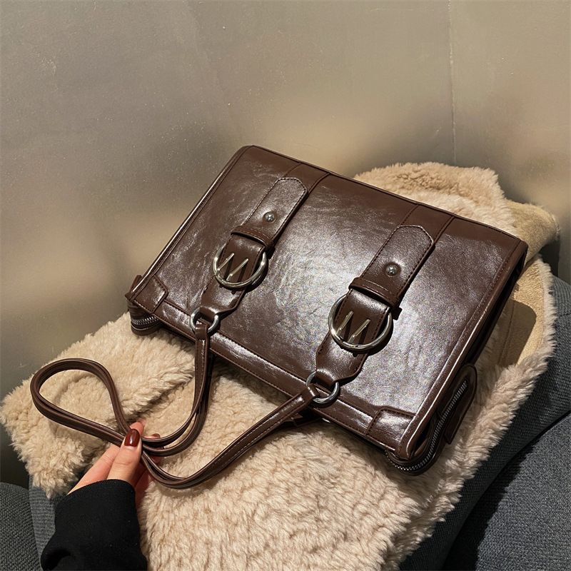 Large Capacity Retro Bags 2021 New Korean Style Popular One Shoulder Bag Mid-ancient Women's Casual Handbag Tote Bag