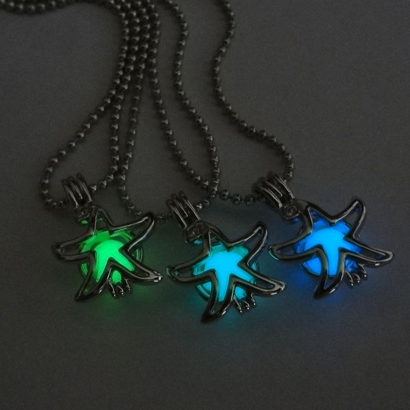 Ins European And American Fashion Women's Handmade Diy Begonia Star Pattern Pendant Personality Multi-color Noctilucent Necklace Women