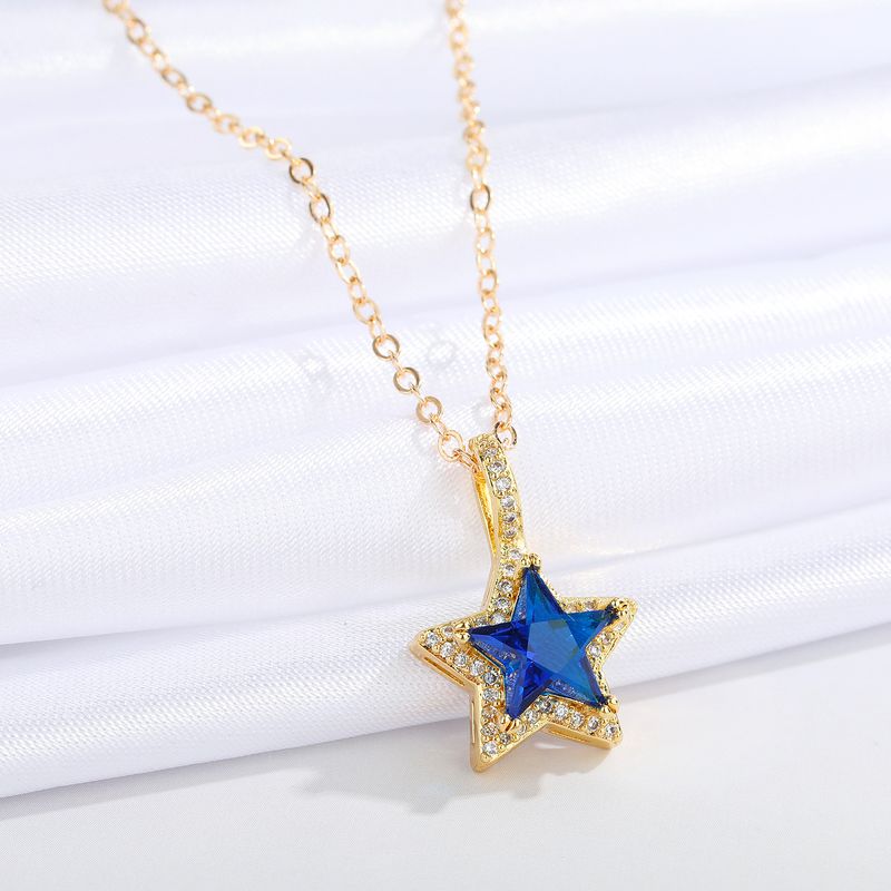 Joyería Collar De Estrella Con Micro Incrustaciones Simple Estrella De Cinco Puntas Colgante Joyería De Cadena De Clavícula