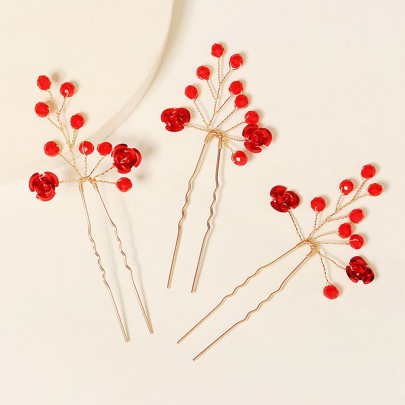New Headwearhair Fork Accessories Fashion Personality Red Rose Hairpin